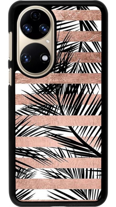 Coque Huawei P50 - Palm trees gold stripes