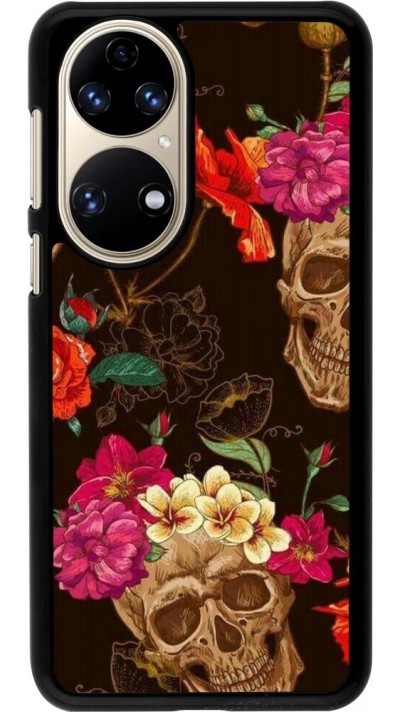 Coque Huawei P50 - Skulls and flowers