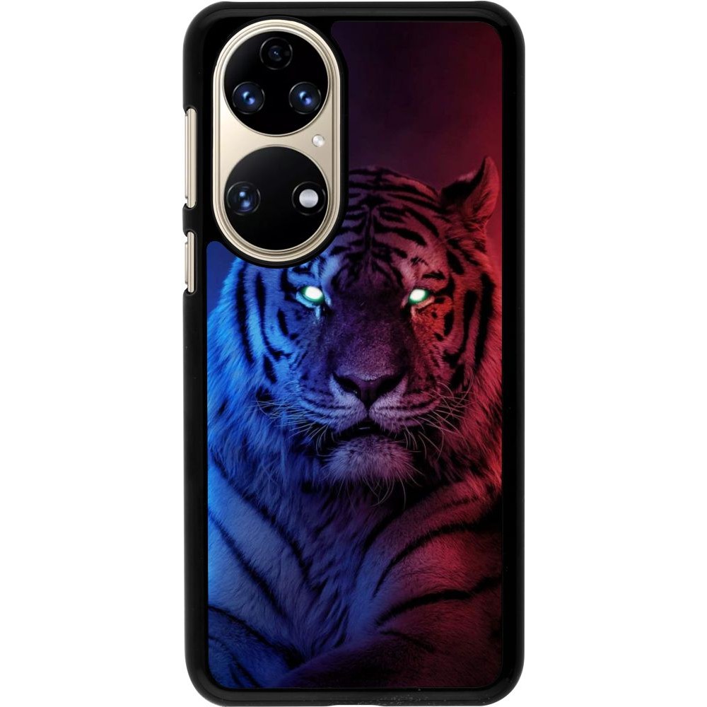 Coque Huawei P50 - Tiger Blue Red