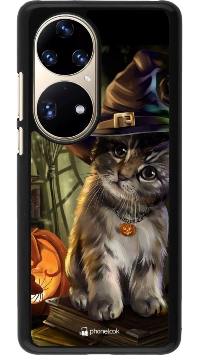 Coque Huawei P50 Pro - Halloween 21 Witch cat
