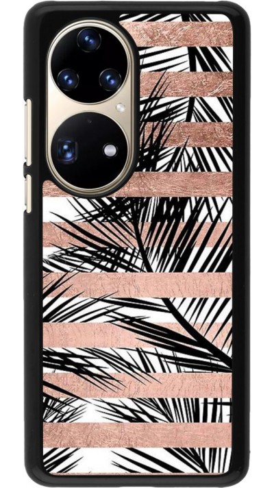 Coque Huawei P50 Pro - Palm trees gold stripes