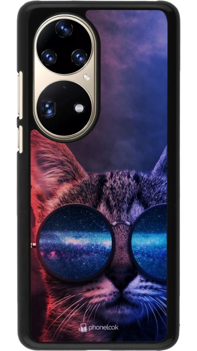 Coque Huawei P50 Pro - Red Blue Cat Glasses