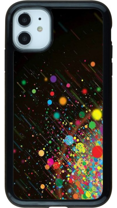 Coque iPhone 11 - Hybrid Armor noir Abstract bubule lines