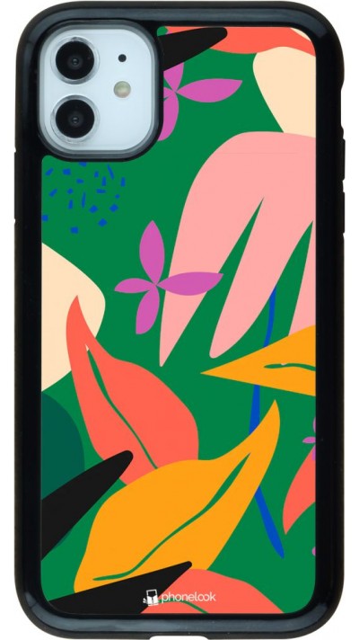 Coque iPhone 11 - Hybrid Armor noir Abstract Jungle