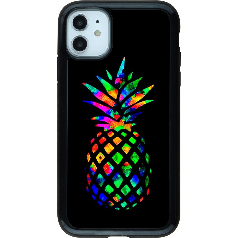 Coque iPhone 11 - Hybrid Armor noir Ananas Multi-colors
