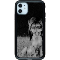 Coque iPhone 11 - Hybrid Armor noir Angry lions
