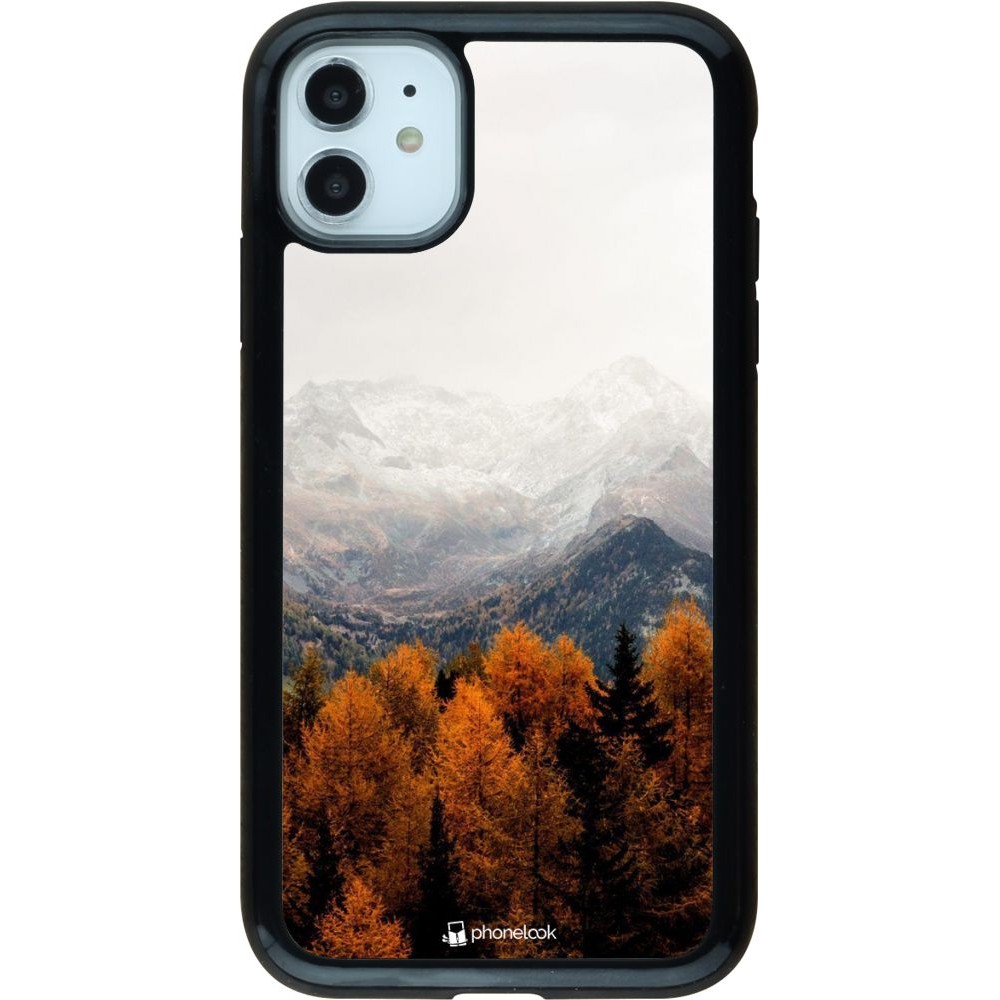 Hülle iPhone 11 - Hybrid Armor schwarz Autumn 21 Forest Mountain