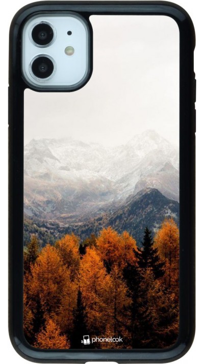 Coque iPhone 11 - Hybrid Armor noir Autumn 21 Forest Mountain