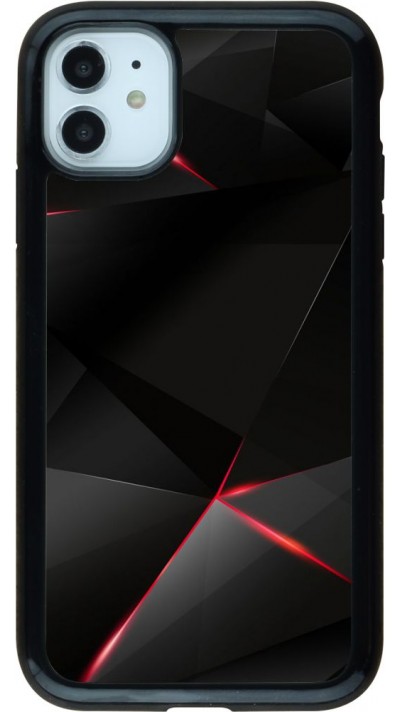 Coque iPhone 11 - Hybrid Armor noir Black Red Lines