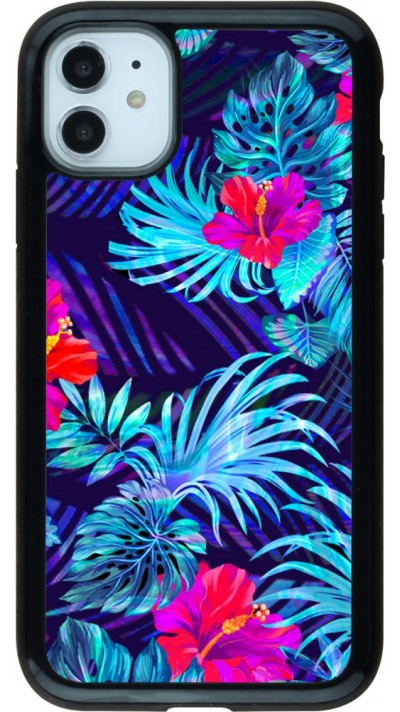 Coque iPhone 11 - Hybrid Armor noir Blue Forest