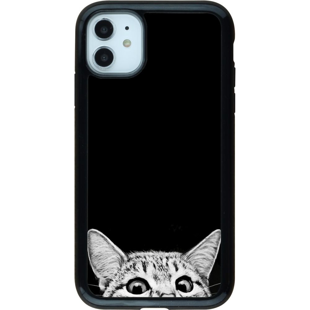 Hülle iPhone 11 - Hybrid Armor schwarz Cat Looking Up Black