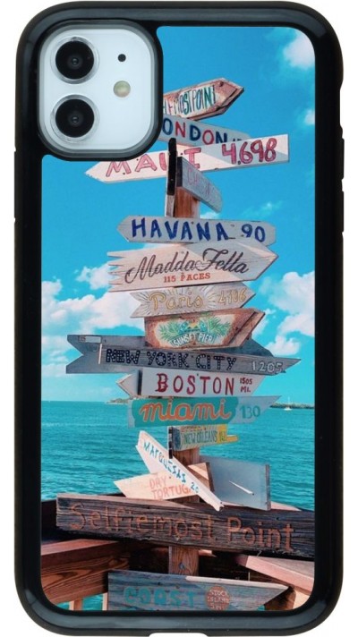 Coque iPhone 11 - Hybrid Armor noir Cool Cities Directions