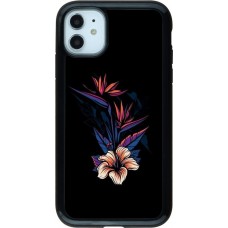 Coque iPhone 11 - Hybrid Armor noir Dark Flowers