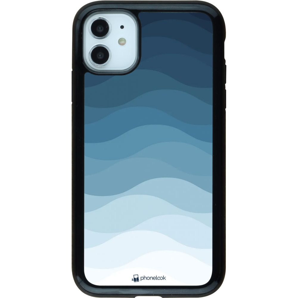 Coque iPhone 11 - Hybrid Armor noir Flat Blue Waves