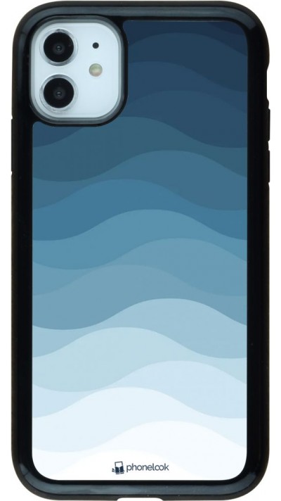 Coque iPhone 11 - Hybrid Armor noir Flat Blue Waves