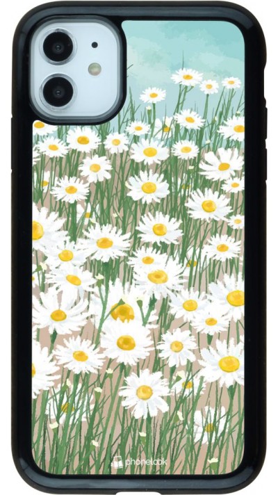 Coque iPhone 11 - Hybrid Armor noir Flower Field Art