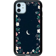 Coque iPhone 11 - Hybrid Armor noir Flowers space