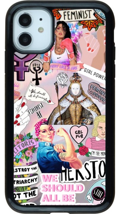 Coque iPhone 11 - Hybrid Armor noir Girl Power Collage