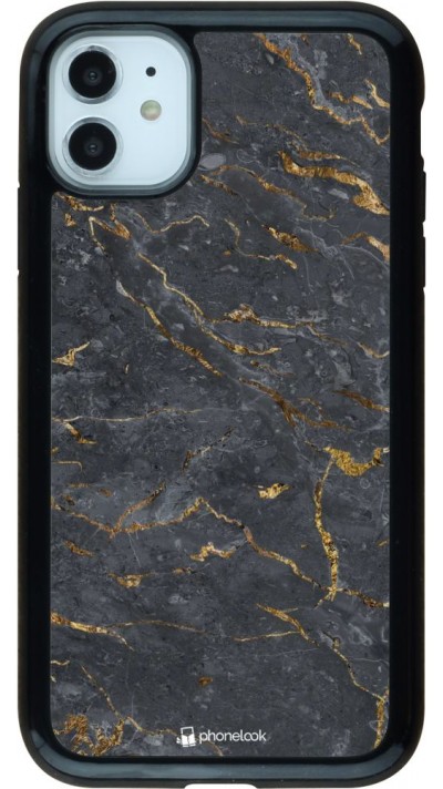 Coque iPhone 11 - Hybrid Armor noir Grey Gold Marble