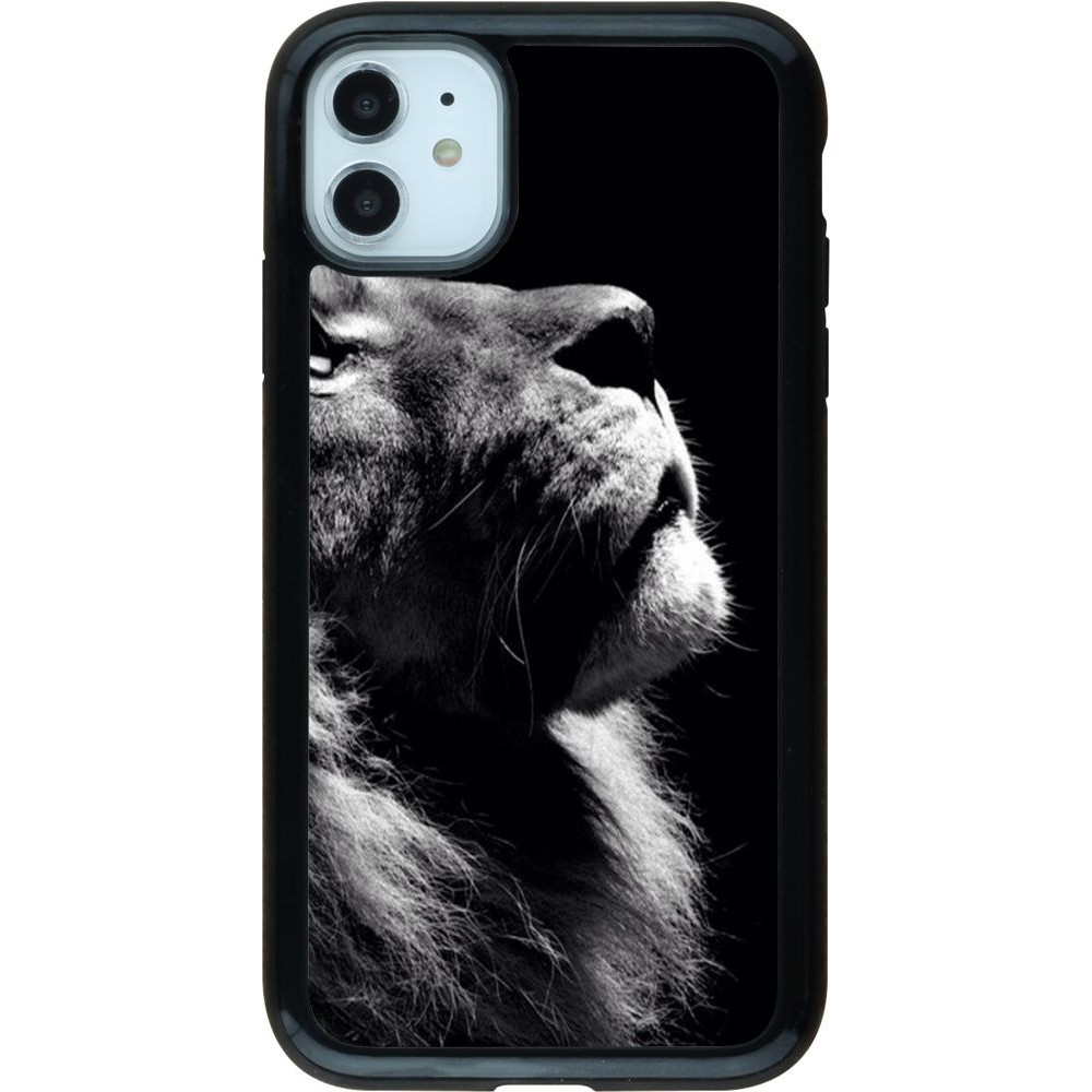 Coque iPhone 11 - Hybrid Armor noir Lion looking up