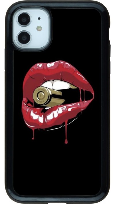 Coque iPhone 11 - Hybrid Armor noir Lips bullet