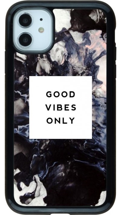 Coque iPhone 11 - Hybrid Armor noir Marble Good Vibes Only