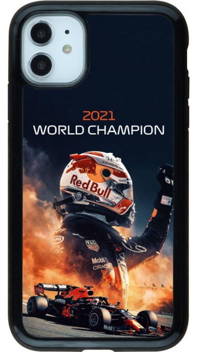 Coque iPhone 11 - Hybrid Armor noir Max Verstappen 2021 World Champion