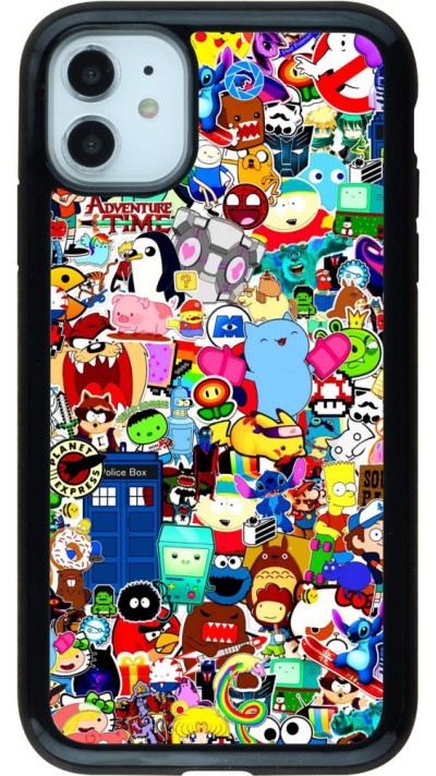Coque iPhone 11 - Hybrid Armor noir Mixed cartoons