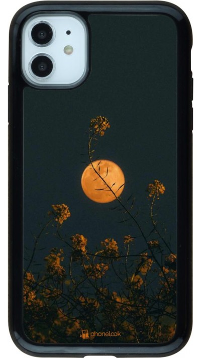 Coque iPhone 11 - Hybrid Armor noir Moon Flowers