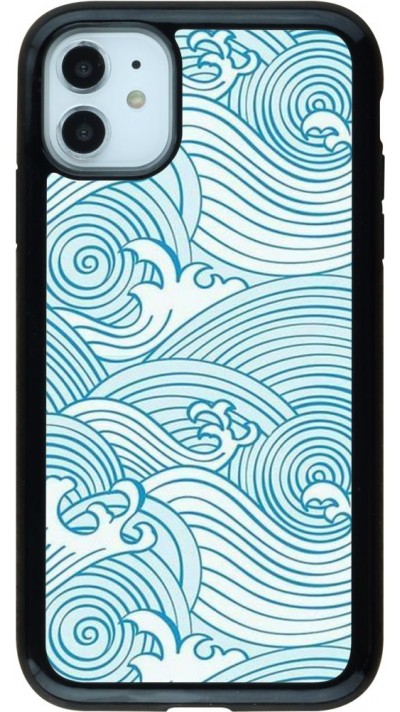 Coque iPhone 11 - Hybrid Armor noir Ocean Waves