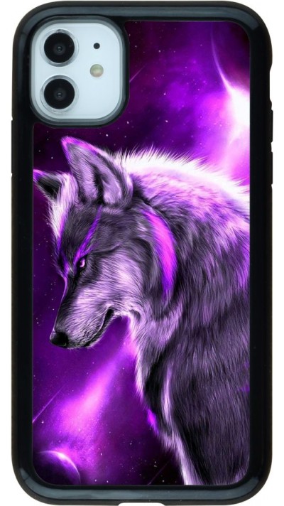 Coque iPhone 11 - Hybrid Armor noir Purple Sky Wolf
