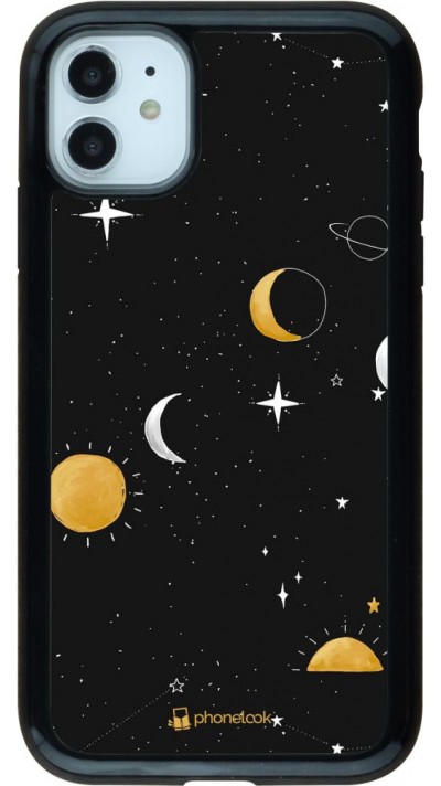 Coque iPhone 11 - Hybrid Arm- Or noir Space Vect- Or