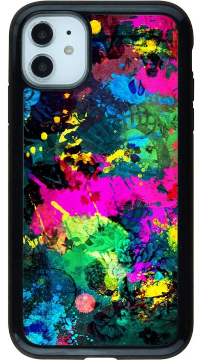 Coque iPhone 11 - Hybrid Armor noir splash paint