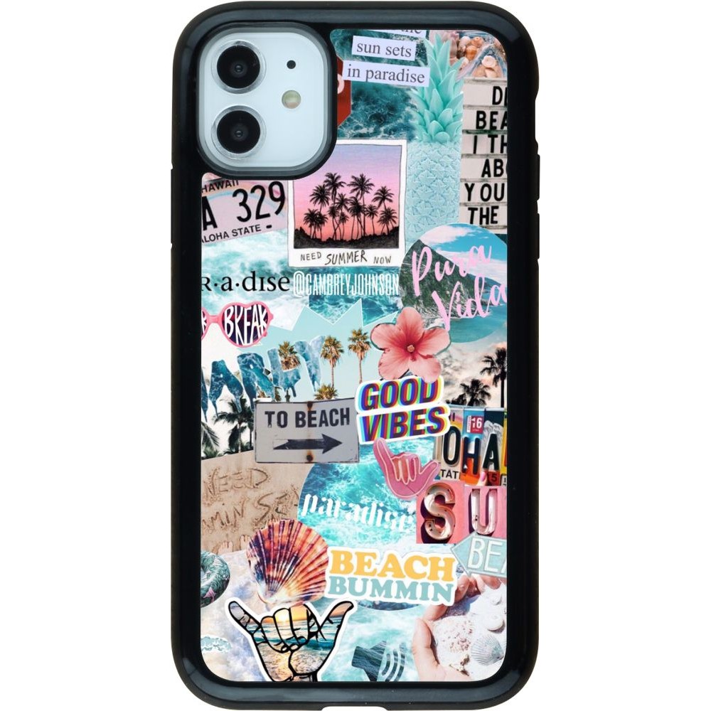 Coque iPhone 11 - Hybrid Armor noir Summer 20 collage