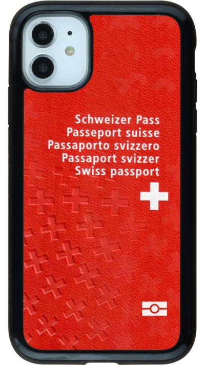 Coque iPhone 11 - Hybrid Armor noir Swiss Passport