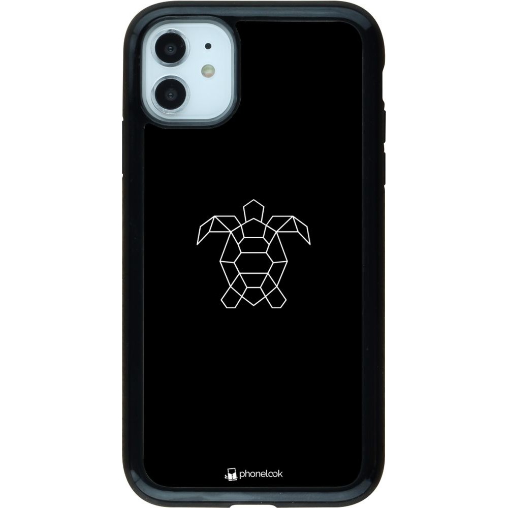Coque iPhone 11 - Hybrid Armor noir Turtles lines on black