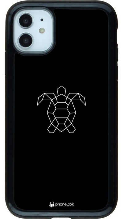 Coque iPhone 11 - Hybrid Armor noir Turtles lines on black