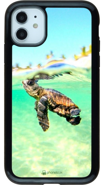 Coque iPhone 11 - Hybrid Armor noir Turtle Underwater