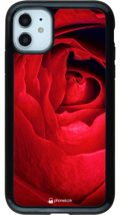 Coque iPhone 11 - Hybrid Armor noir Valentine 2022 Rose