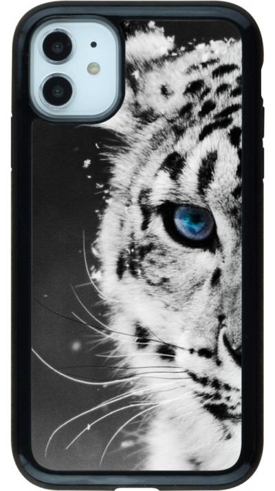 Coque iPhone 11 - Hybrid Armor noir White tiger blue eye