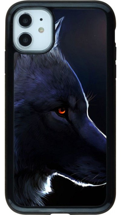 Coque iPhone 11 - Hybrid Armor noir Wolf Shape
