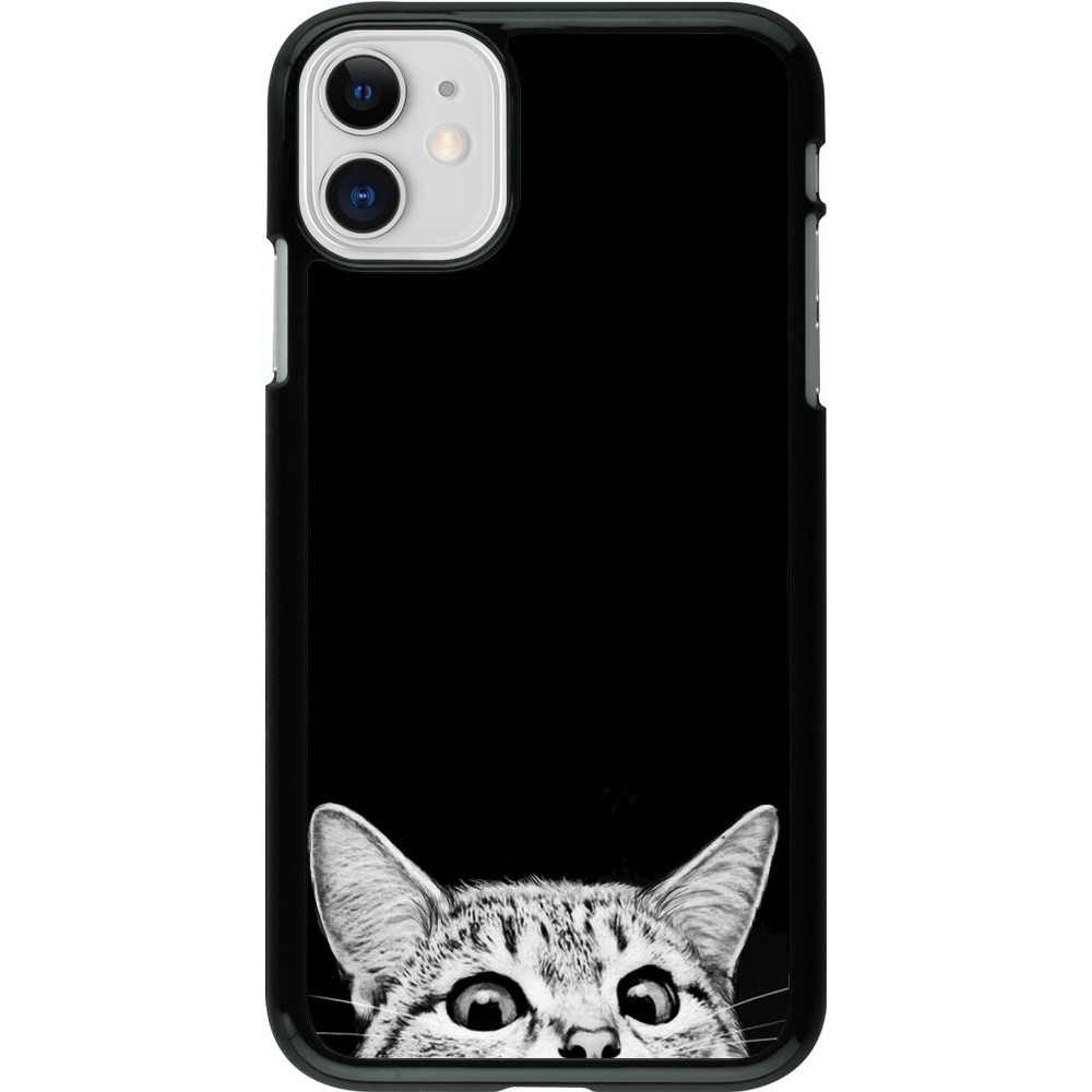 Coque iPhone 11 - Cat Looking Up Black