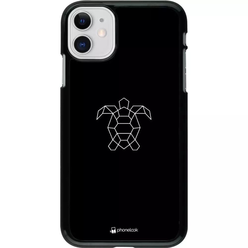 Coque iPhone 11 - Turtles lines on black