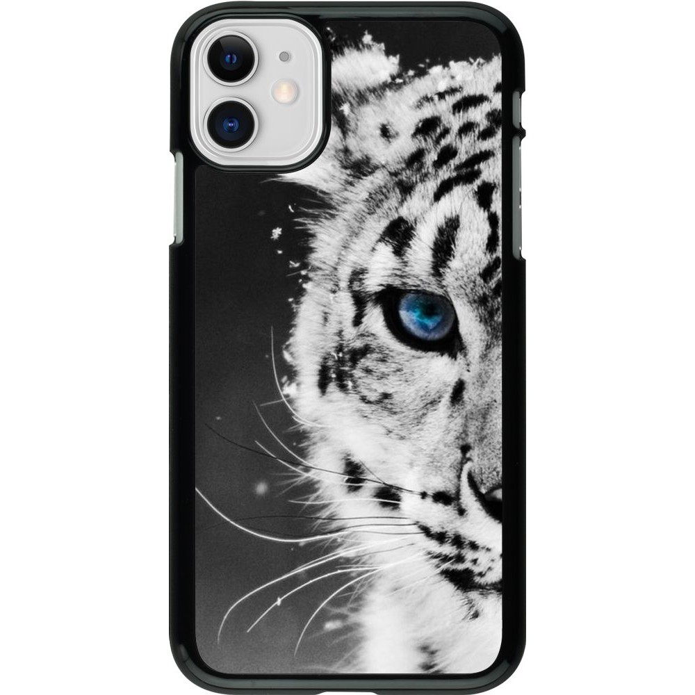 Hülle iPhone 11 - White tiger blue eye