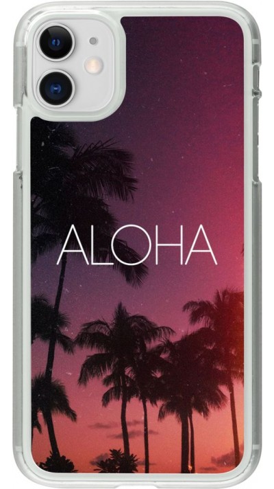 Coque iPhone 11 - Plastique transparent Aloha Sunset Palms