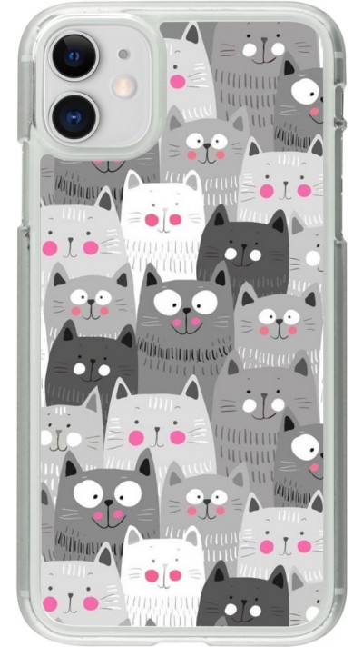 Coque iPhone 11 - Plastique transparent Chats gris troupeau