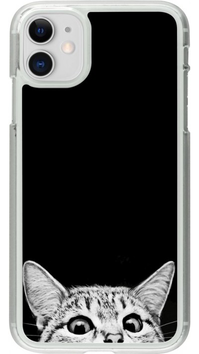 Coque iPhone 11 - Plastique transparent Cat Looking Up Black