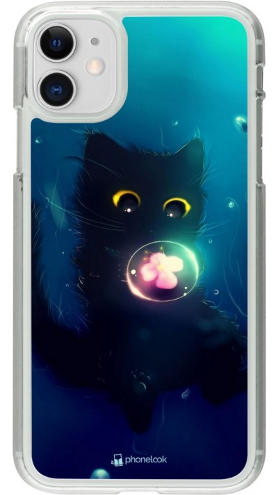 Coque iPhone 11 - Plastique transparent Cute Cat Bubble