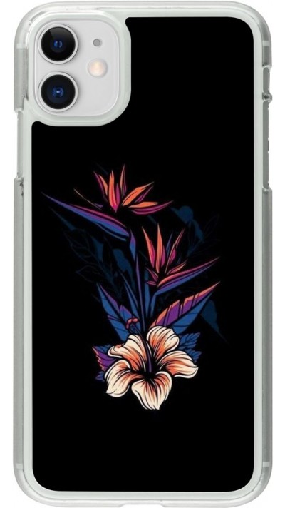 Coque iPhone 11 - Plastique transparent Dark Flowers