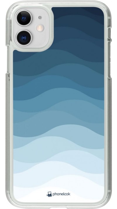 Coque iPhone 11 - Plastique transparent Flat Blue Waves